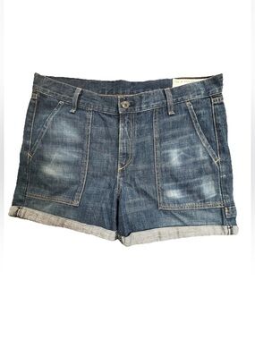 Rag & Bone Denim Shorts 29 Lanley Wash Blue Cuffed Utility Carpenter Cotton USA